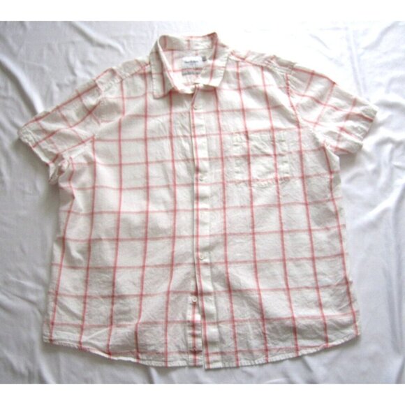 Men's Goodfellow & Co Linen Blend Slim Plaid Short Sleeve Shirt Sz XL (MT510) - Picture 1 of 9